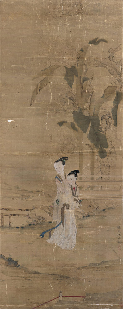明_仇英_古代仕女_立轴_绢本_(5289×13221 – 300dpi)(图1)