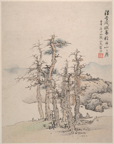 明_蓝瑛_仿宋元册页_开_大都会_(3010×3796 – 300dpi)(图1)