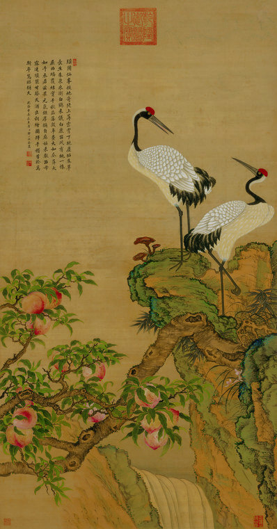 清_邹一桂_蟠桃图_绢本_(10582×20229 – 310dpi)(图1)