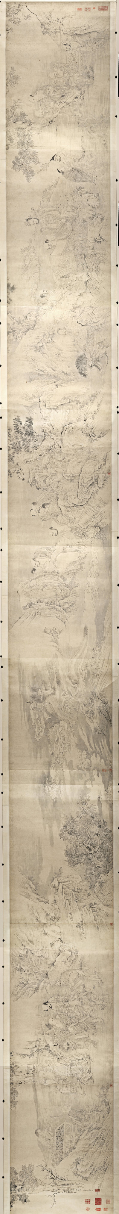 清_石涛十六罗汉图卷_v_(40695×4016 – 300dpi)(图1)