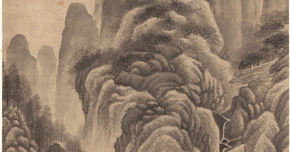 明_王鉴_仿范宽山水_立轴_纸_(11605×24438 – 300dpi)(图3)