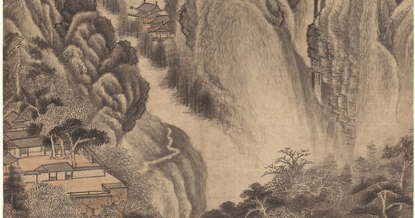 明_王鉴_仿范宽山水_立轴_纸_(11605×24438 – 300dpi)(图4)