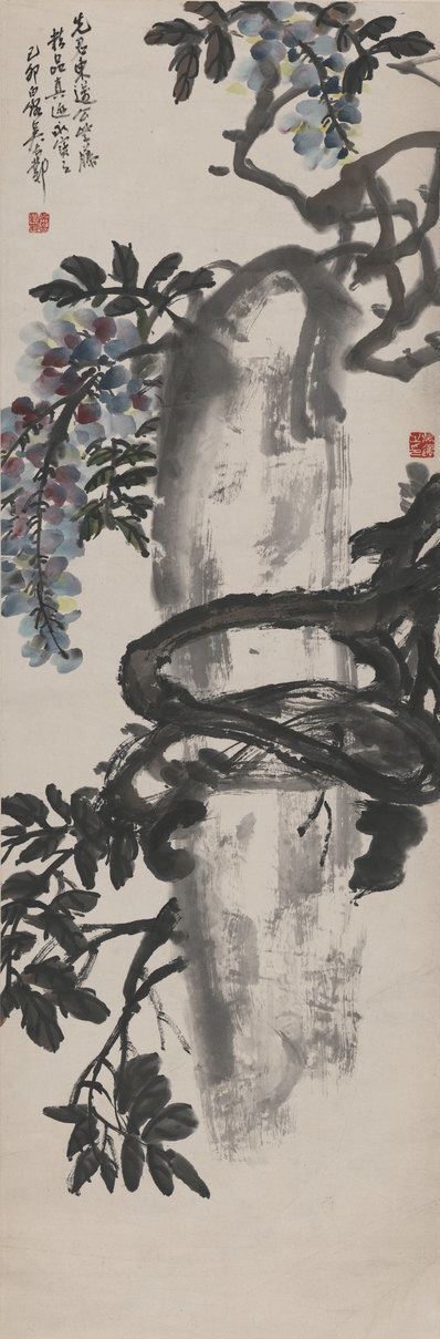 近代_吴东迈_紫滕花图轴_(4030×12238 – 72dpi)(图1)