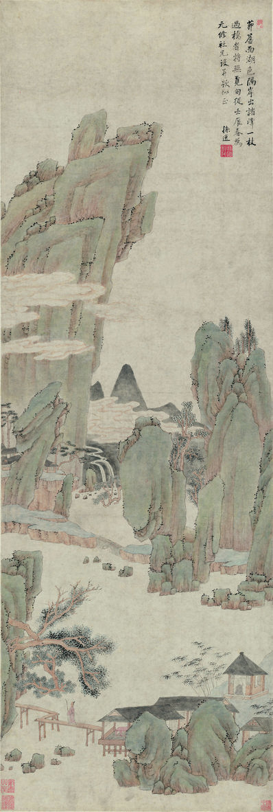 清_孙逸_山水图_立轴_纸本_(5977×17760 – 300dpi)(图1)