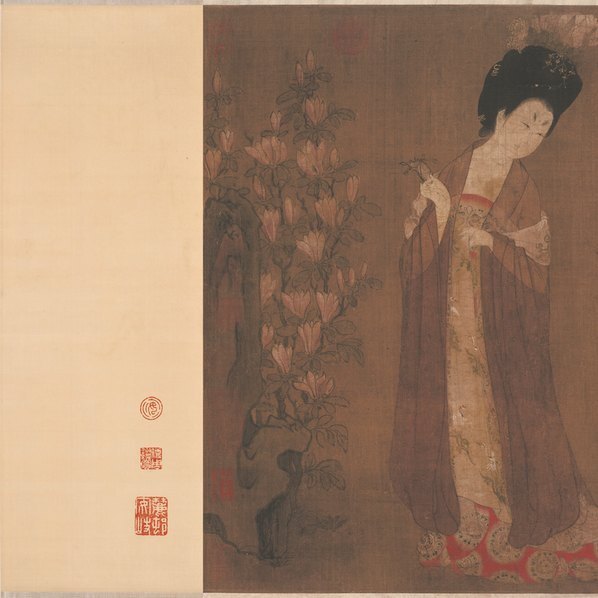 唐_周昉_簪花仕女图_绢本_旧版全卷(图2)