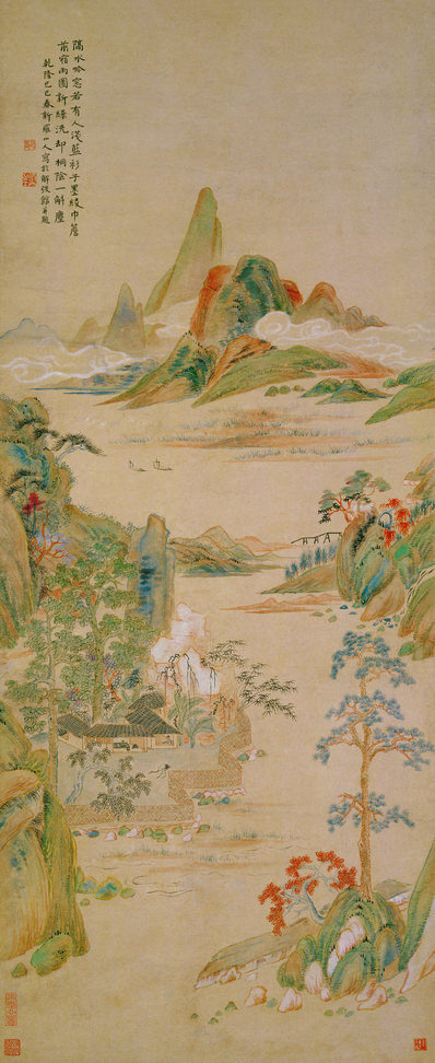 清_华喦_隔水吟窗图轴_(6357×15532 – 400dpi)(图1)