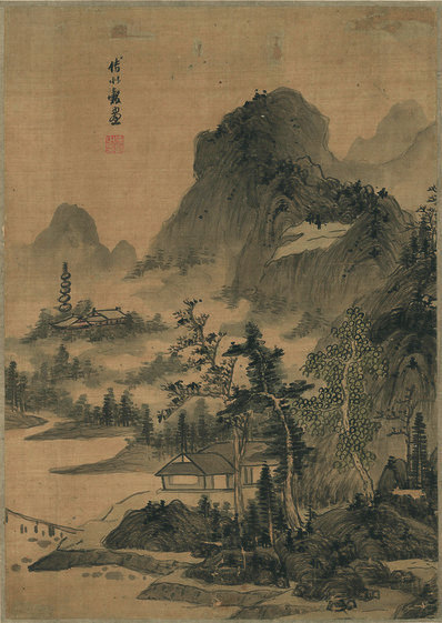 明_蓝瑛_山水十开_绢_(3114×4390 – 300dpi)(图1)