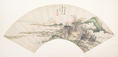 清_王鉴_仿惠崇笔意扇_(8000×3888 – 150dpi)(图1)
