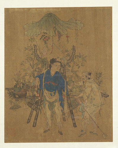 明_清_佚名_卖花图册页绢本_(3100×3880 – 300dpi)(图1)