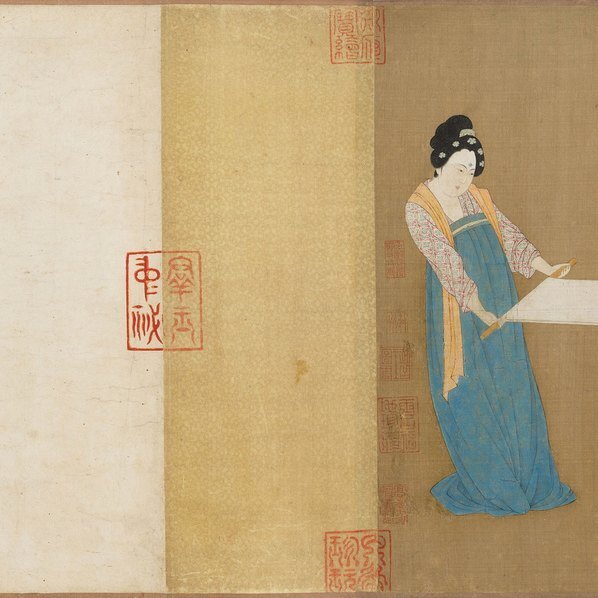 宋_赵佶_摹张萱捣练图_画芯(图2)