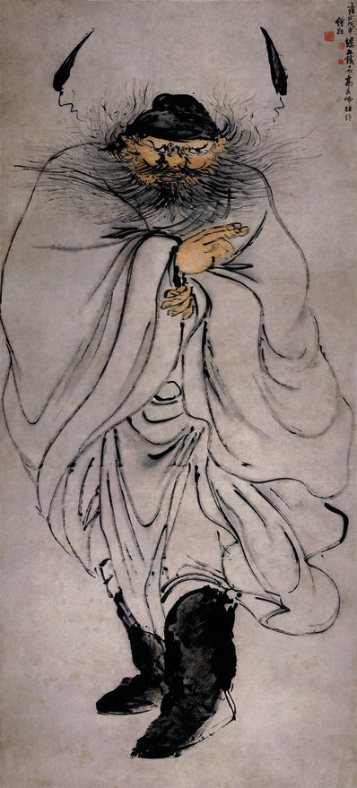 清_高其佩_指画_怒容钟馗(图1)