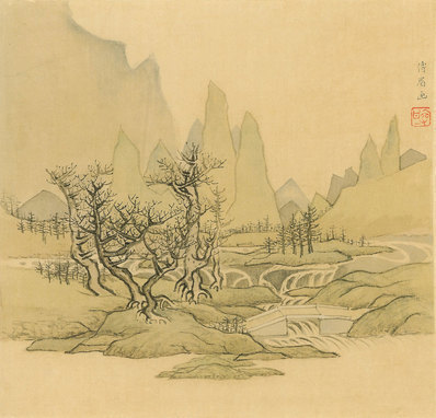 清_傅山_傅眉山水花卉冊_8_(3621×3472 – 420dpi)(图1)