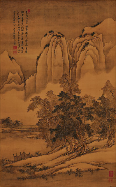 清_王翬_仿古四季山水图_仿夏禹玉渔(图1)