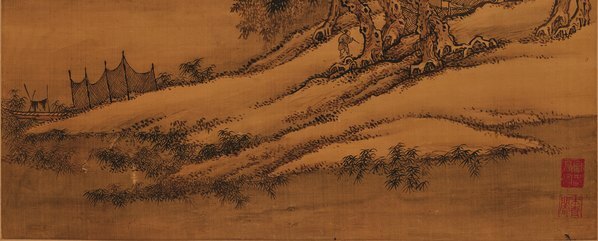 清_王翬_仿古四季山水图_仿夏禹玉渔(图5)