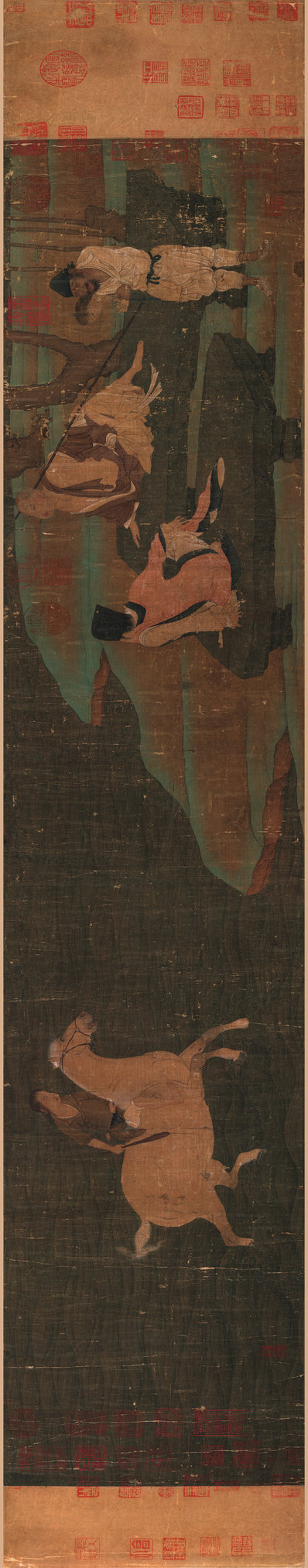 五代_佚名_神骏图_画芯_绢本_(19717×3873 – 350dpi)(图1)