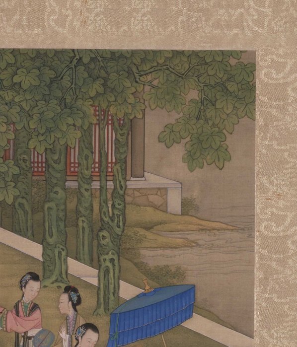 清_陈枚_月曼清游图册_桐荫乞_(5000×5842 – 300dpi)(图3)