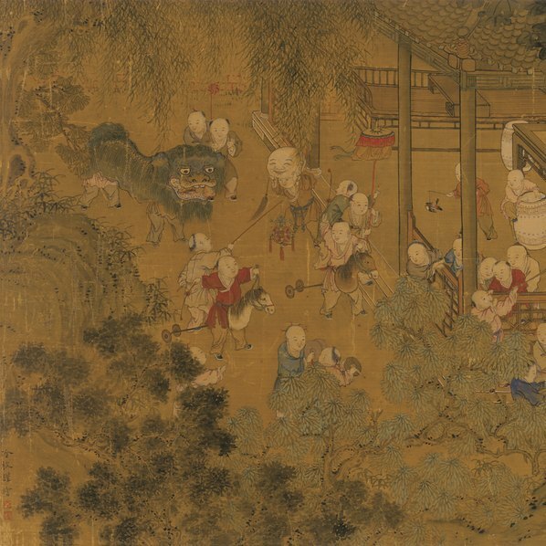 清_冷枚_百子图设色绫本_(27516×5511 – 350dpi)(图2)
