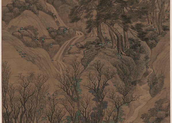 明_蓝瑛_松萝晚翠图_绢_(6571×18837 – 300dpi)(图4)