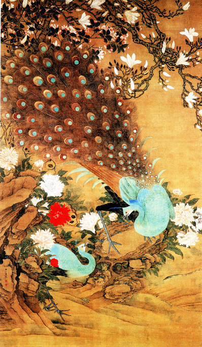 清_玉兰孔雀图_(4131×7087 – 300dpi)(图1)