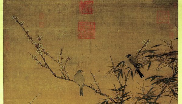 宋_佚名_梅竹聚禽图_绢本_(3500×8014 – 300dpi)(图2)