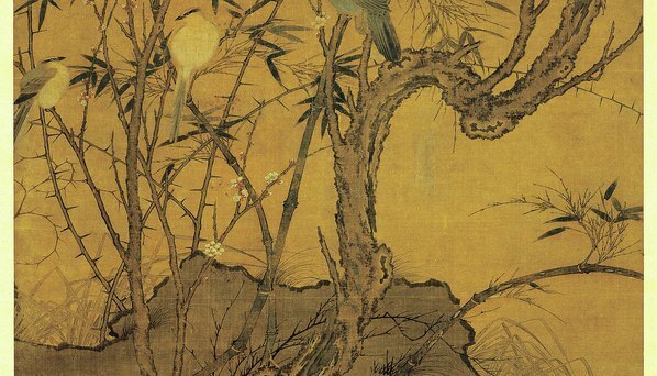 宋_佚名_梅竹聚禽图_绢本_(3500×8014 – 300dpi)(图4)