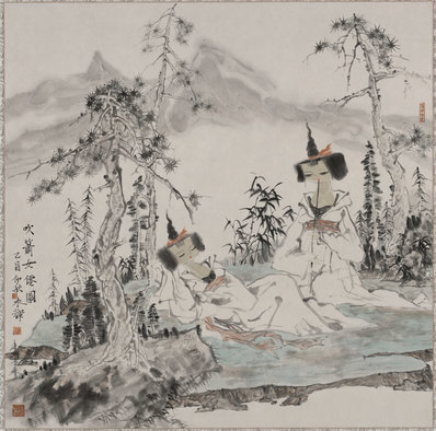 近代_金永辉吹箫女卷_(8150×8074 – 72dpi)(图1)