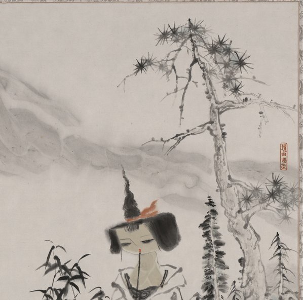 近代_金永辉吹箫女卷_(8150×8074 – 72dpi)(图3)