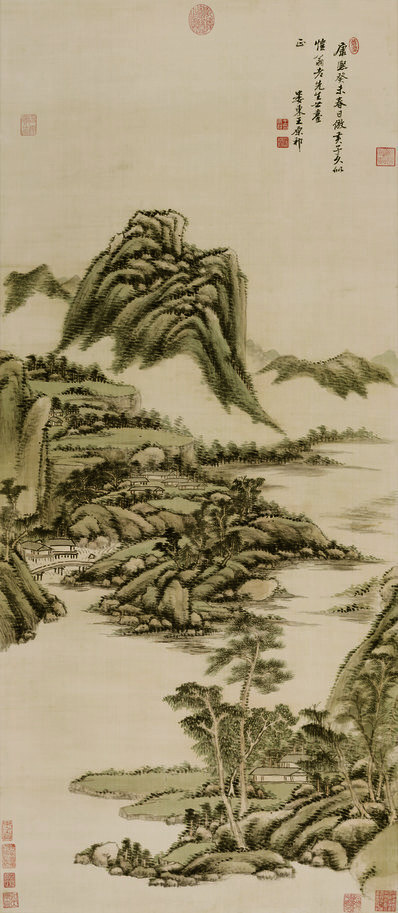 清_王原祁_仿黄公望设色山水图_(6336×14537 – 300dpi)(图1)