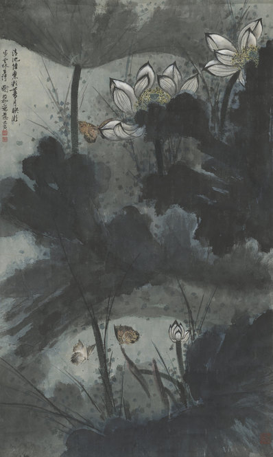 近代_谢稚柳_荷花图轴_(6079×10157 – 72dpi)(图1)