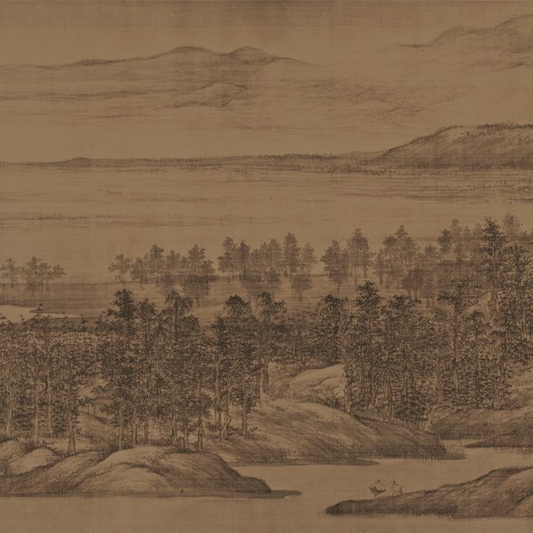 五代_董源_夏景山口待渡图卷_全卷_绢本辽宁(图3)