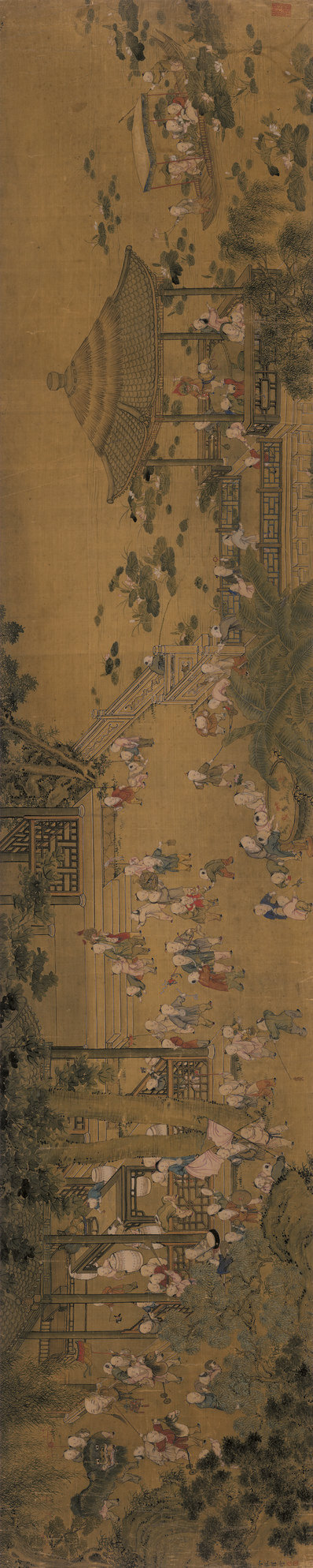 清_冷枚_百子图_绢本_(27516×5511 – 350dpi)(图1)