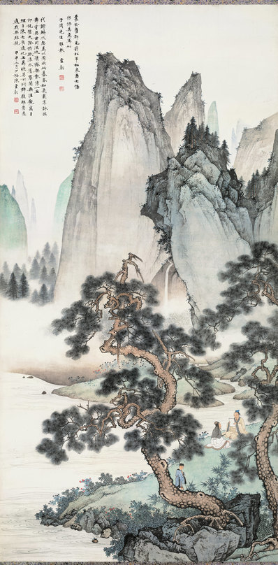 近代_陈少梅_仿刘松年松泉_(8054×16354 – 72dpi)(图1)