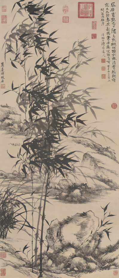 清_石涛和王原祁_兰竹合作_作轴_(6768×15770 – 300dpi)(图1)