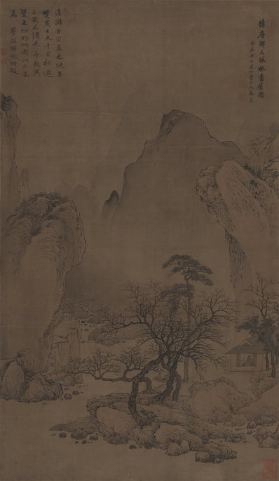 清_高简_仿唐寅秋林书屋图绢本旅顺博物馆_(6631×11426 – 300dpi)(图1)