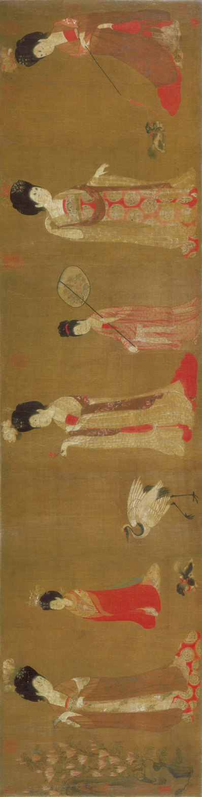 唐_周昉_簪花仕女图_绢本_新版画_(22621×5745 – 300dpi)(图1)
