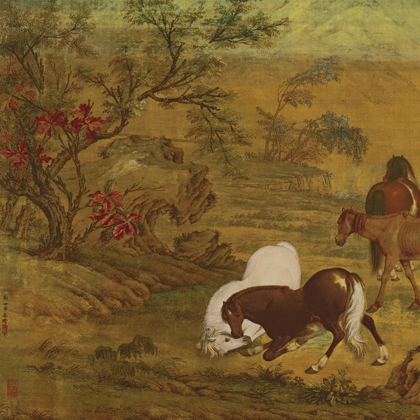 清_郎世宁_郊原牧马图绢本绢本_(16339×5039 – 250dpi)(图5)