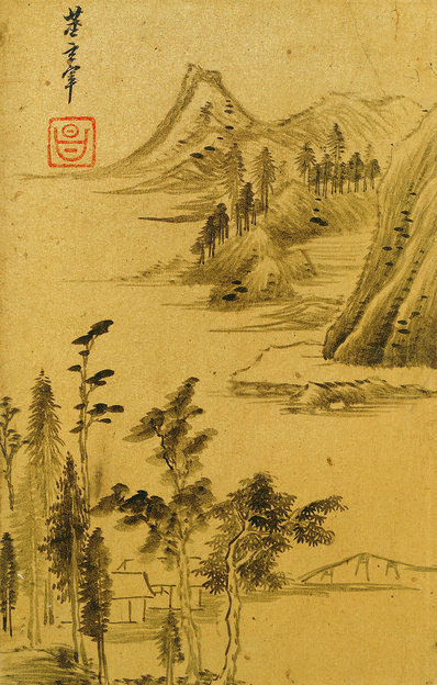 明_董其昌_山水十二开_绢_2_(2362×3701 – 400dpi)(图1)