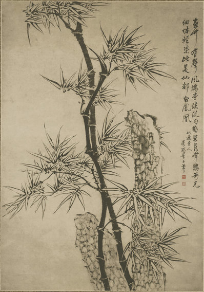 清_佚名_竹石图_纸本_(6076×8668 – 400dpi)(图1)