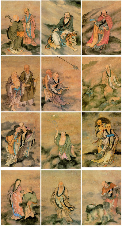 绢画_郑重_十八应真图_(8957×16512 – 350dpi)(图1)