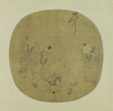 明_清_佚名_赵佶款_童戏图册页绢本大都_(4044×3937 – 400dpi)(图1)