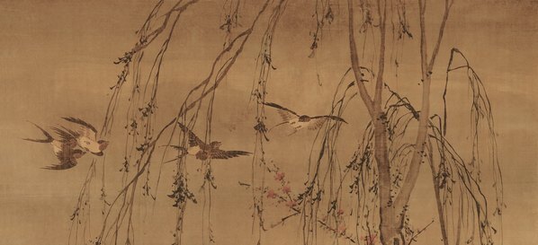明_汪肇_柳禽白鹇立轴绢本_(9314×17022 – 300dpi)(图2)