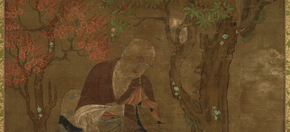 五代_高僧贯休_十六罗汉像_那伽犀那尊者唐卡布本_北_(9670×17717 – 300dpi)(图3)