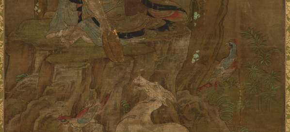 五代_高僧贯休_十六罗汉像_那伽犀那尊者唐卡布本_北_(9670×17717 – 300dpi)(图4)