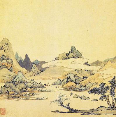 清_渐江_山水册开_(3100×3119 – 300dpi)(图1)