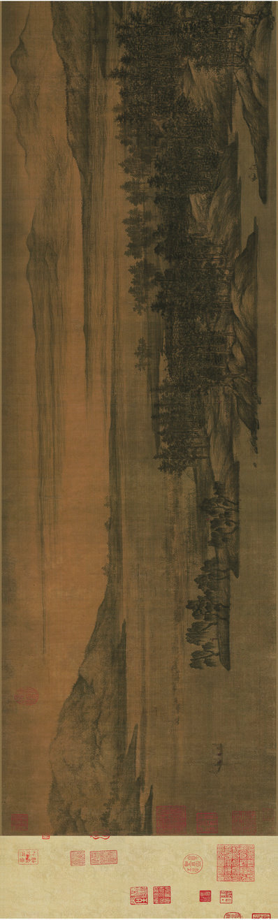 五代_董源_夏景山口画芯_绢本_(19761×5973 – 300dpi)(图1)
