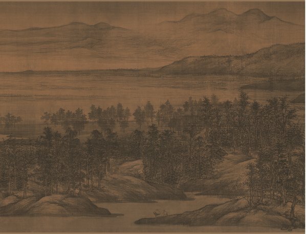 五代_董源_夏景山口画芯_绢本_(19761×5973 – 300dpi)(图4)