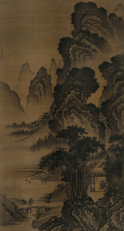 明_戴进_溪堂诗意图轴_绢本设色_辽(图1)