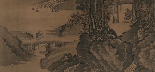 明_戴进_溪堂诗意图轴_绢本设色_辽(图5)