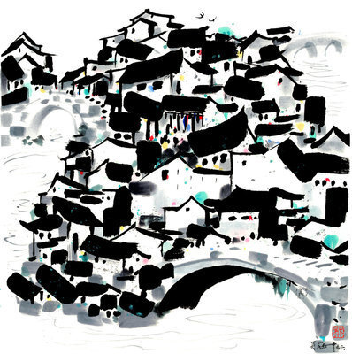 近代_吴冠中_桥_(7559×7592 – 72dpi)(图1)