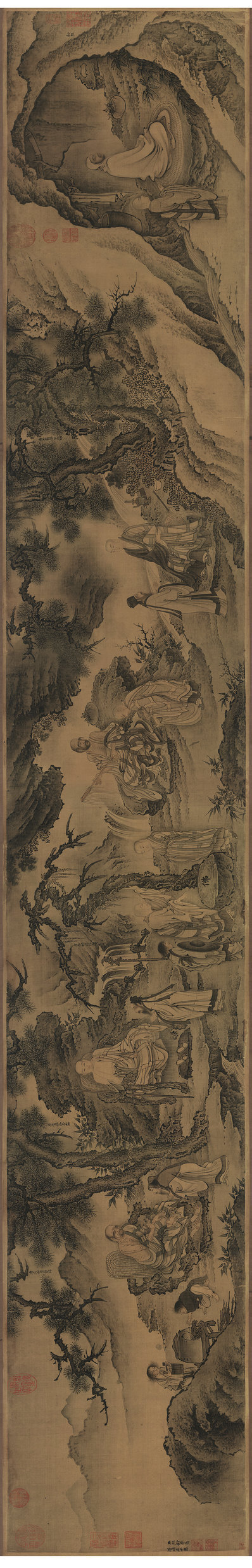明_戴进_达摩六代祖师图卷_画芯_(29823×4791 – 360dpi)(图1)